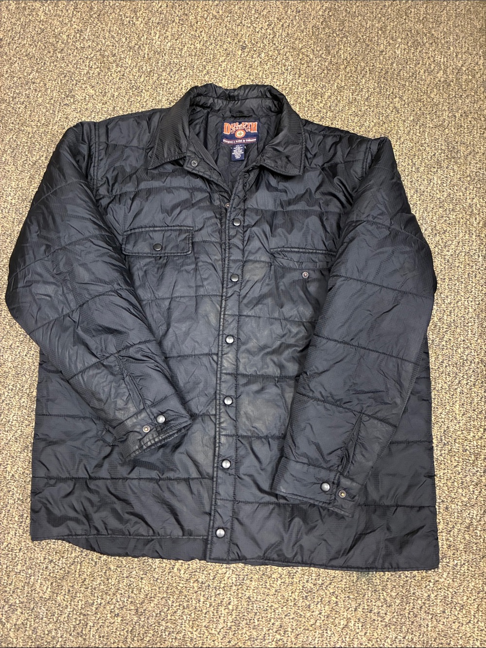 Duluth Trading Co Black Quilted Snap-Front Puffer Jacket